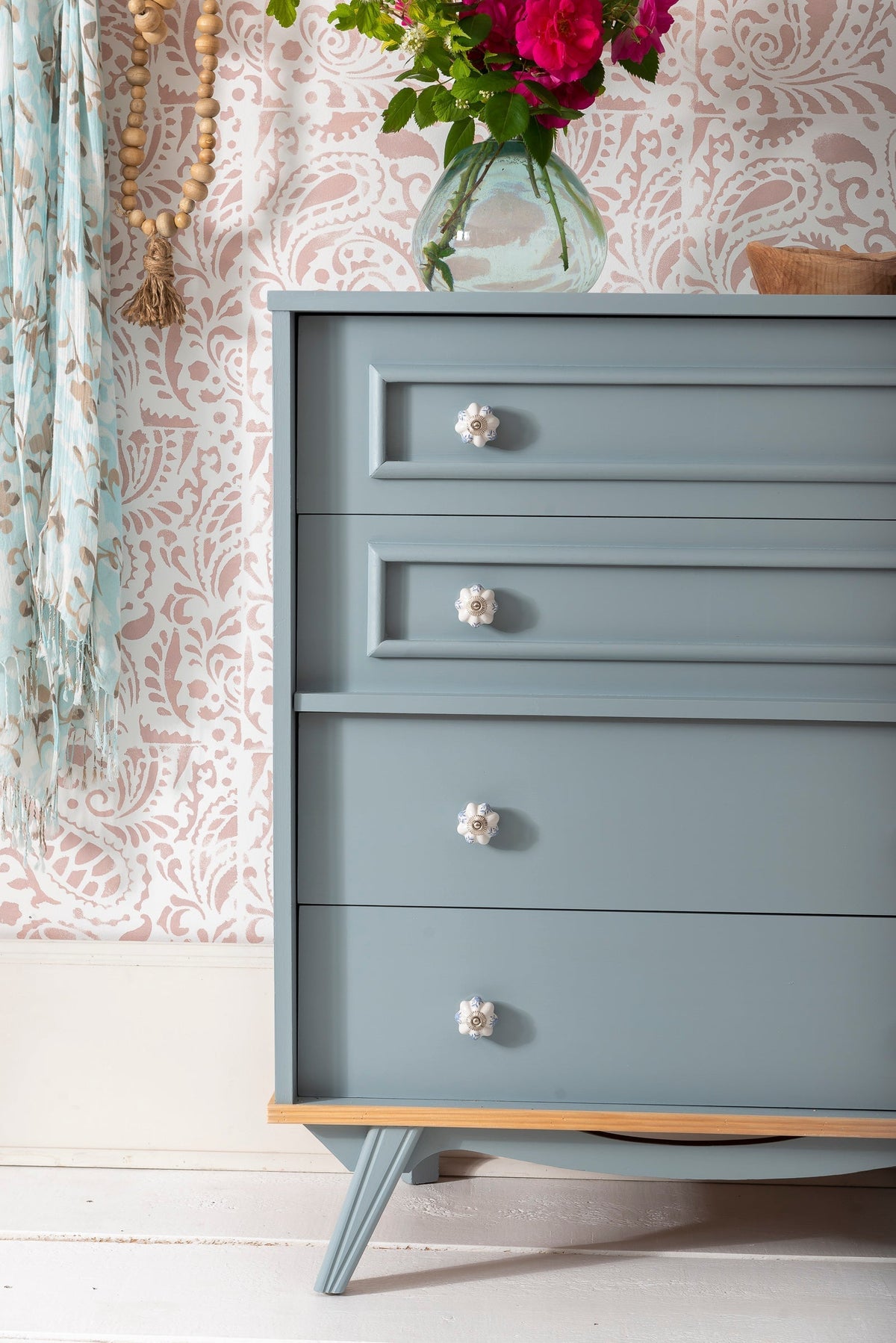 Paisley Vintage Dresser & Rose Water Stencilled Wall