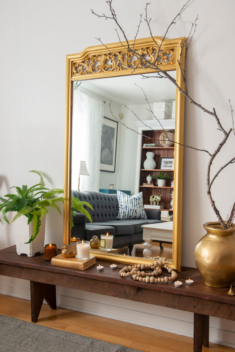 Vintage Mirror in Metallic Gold