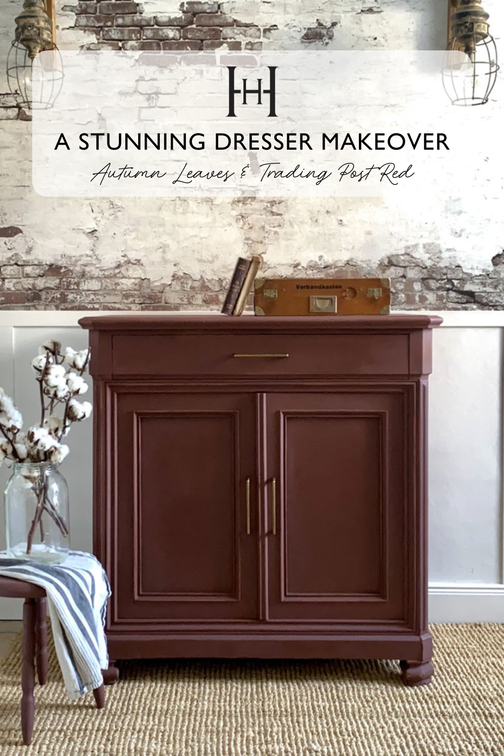 A Stunning Dresser Makeover with Milk Paint: Autumn Leaves and Trading Post Red