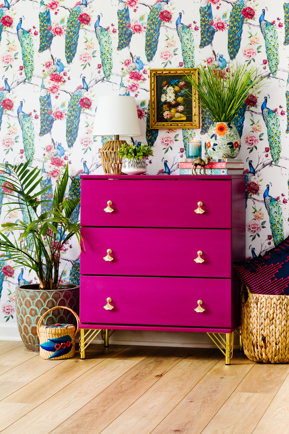 Bold Raspberry Pink Furniture Makeover