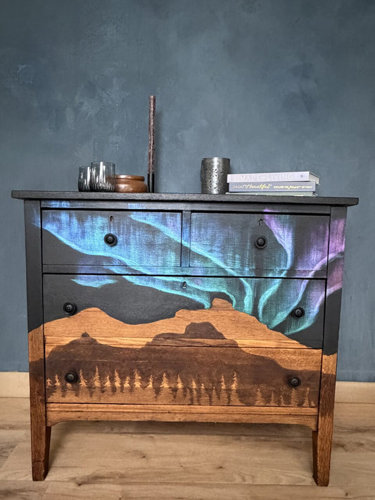 How I Turned a Tired Dresser into a Northern Lights Statement Piece