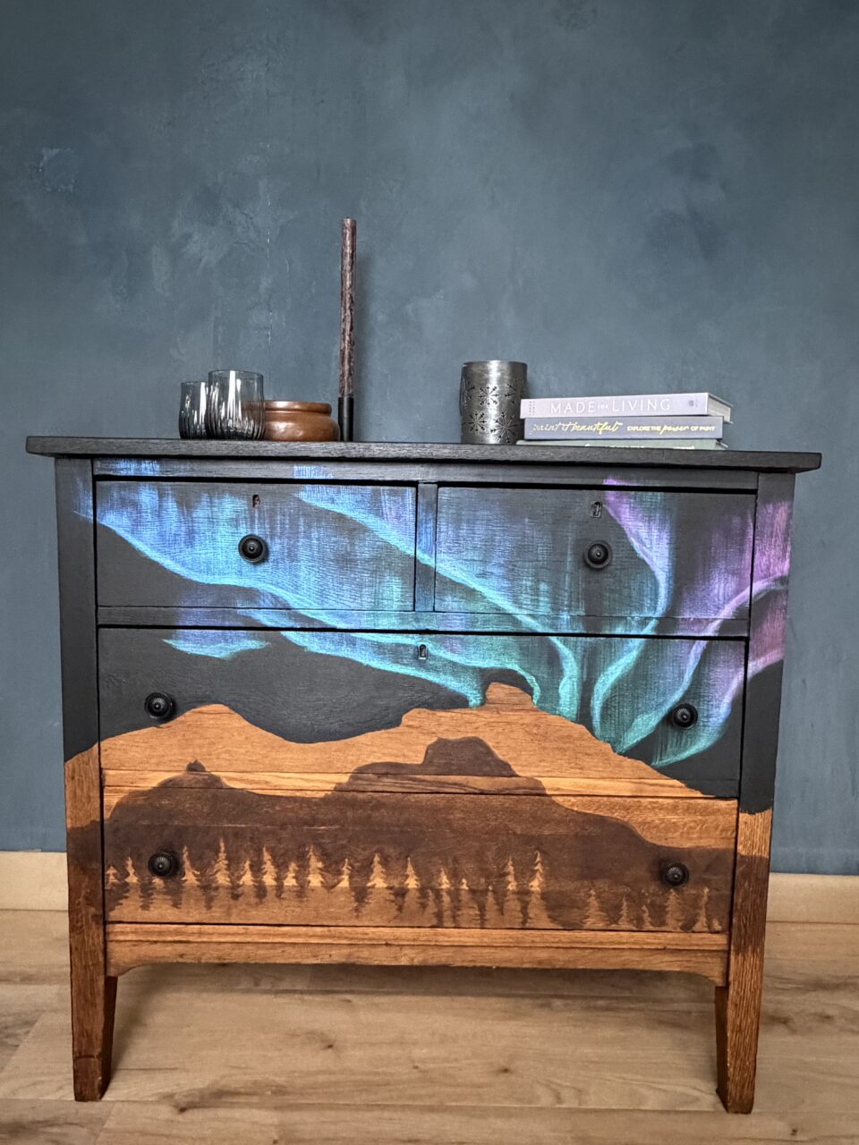 How I Turned a Tired Dresser into a Northern Lights Statement Piece