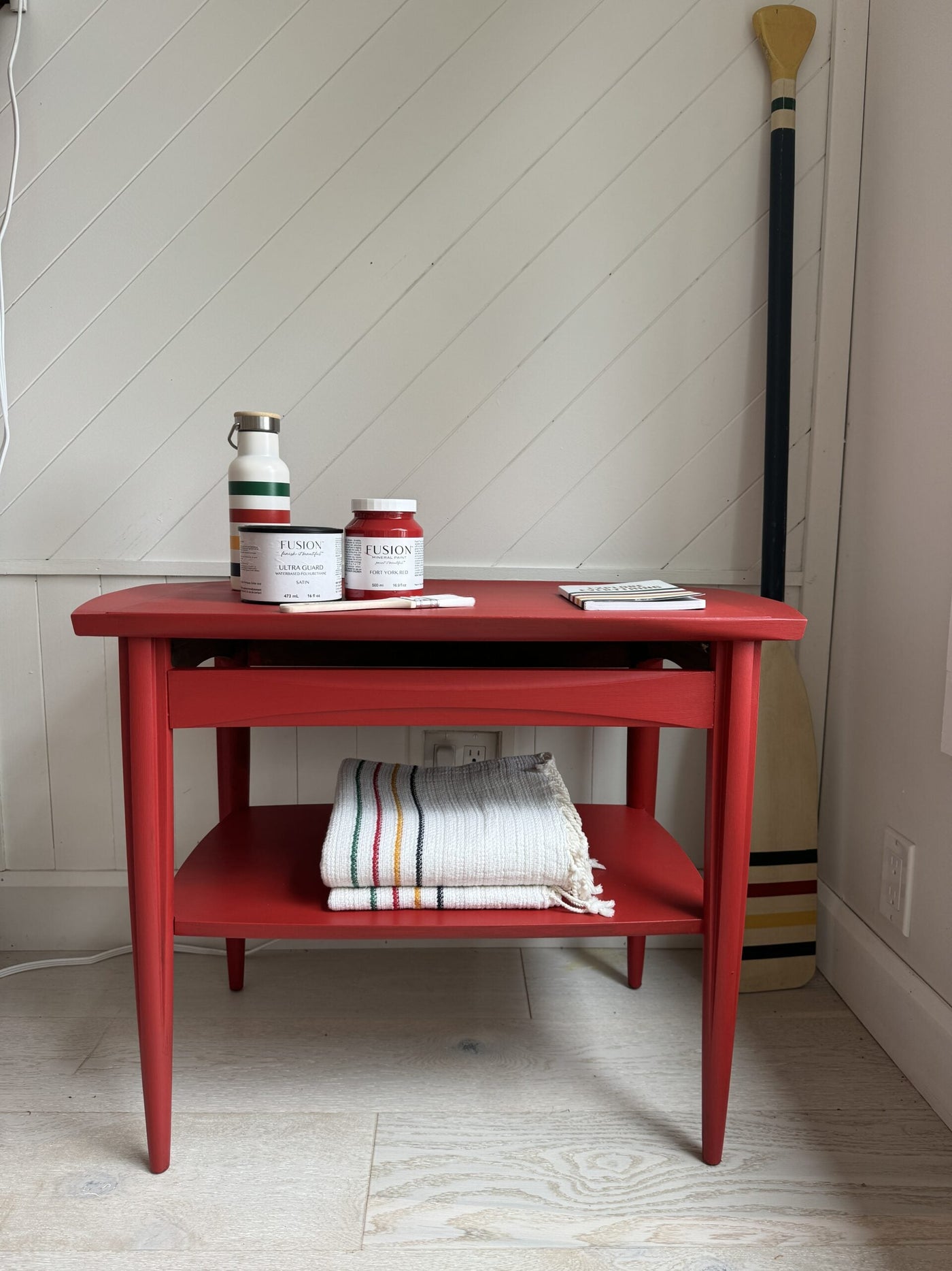Fort York Red Side Table Makeover: From Worn to Wow with Ultra Guard protective finish!