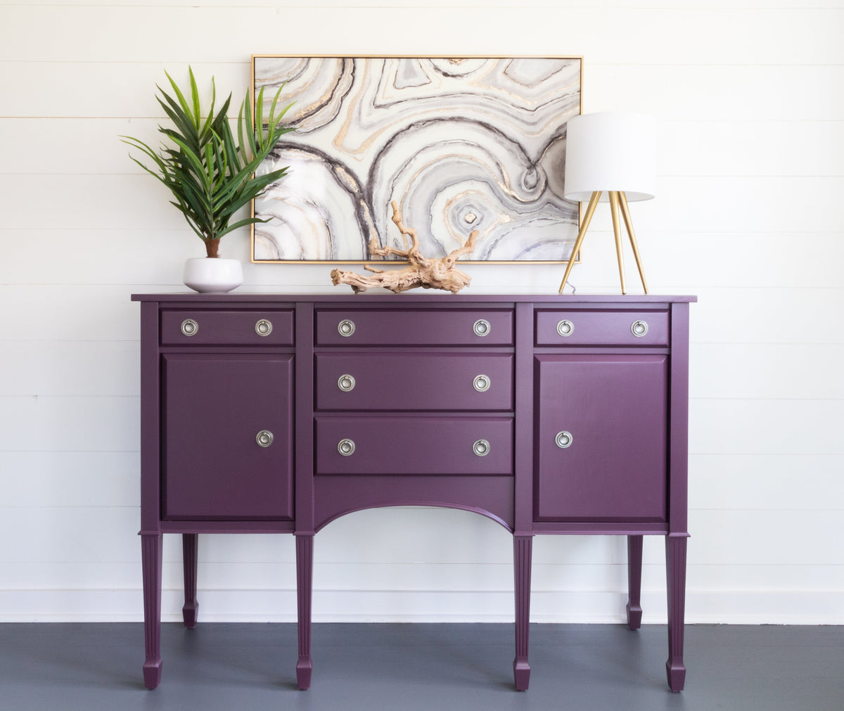 How to paint a sideboard featuring Twilight Geranium