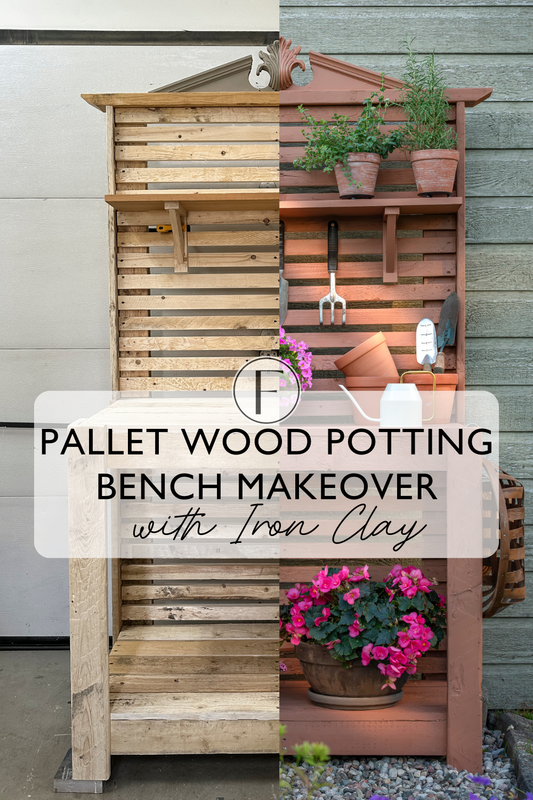 Pallet Wood Potting Bench Makeover with Iron Clay