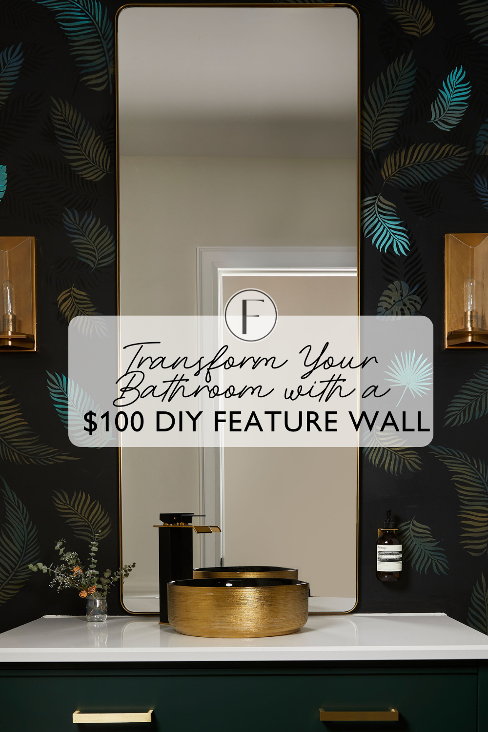 Wallpaper Hack – Transform Your Bathroom into a Luxe Tropical Oasis with This $100 DIY Feature Wall