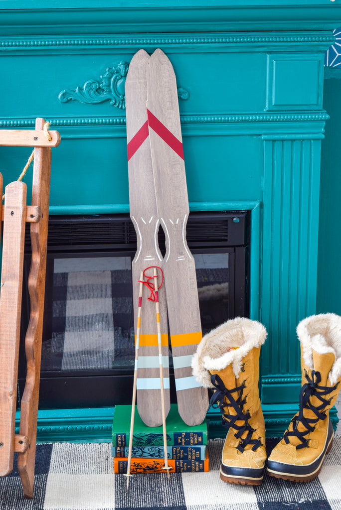 DIY Painted Plywood Skis (How to get the ski chalet look!)