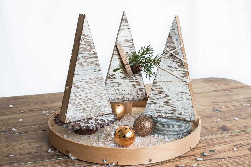 Create a Snow Effect With White Chippy Wood Christmas Trees!
